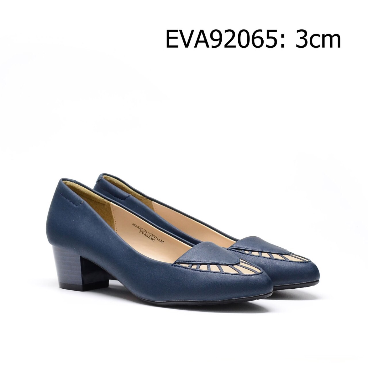 Giày cao gót công sở EVA92065 kiểu dáng trẻ trung phối họa tiết mũi xinh xắn